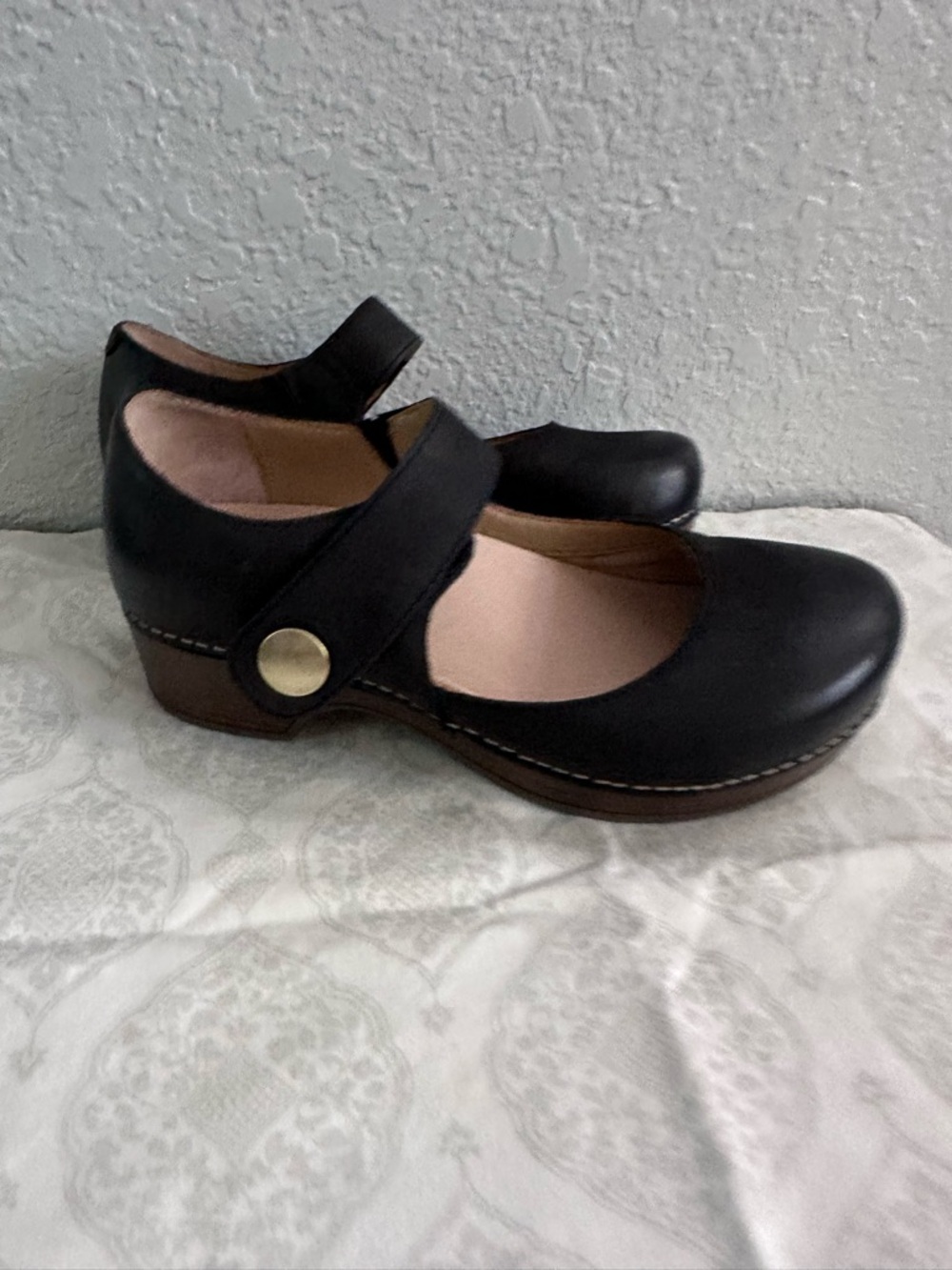 Dansko Beatrice Black Leather Mary Jane Clogs Comfort Shoes EU 36